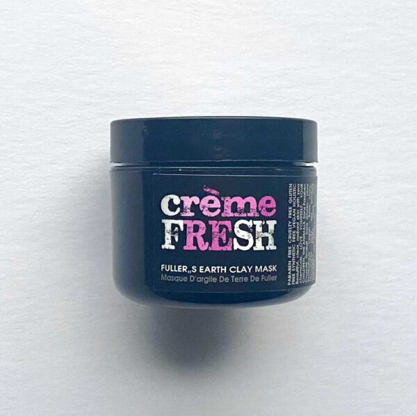 black container for charcoal clay mask by Creme Fresh - Canadian Beauty Skincare line